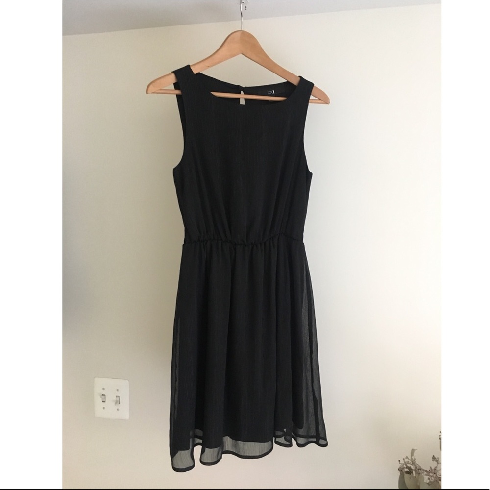 Black chiffon dress with silver threads details